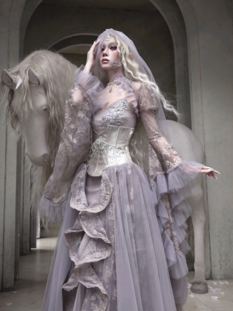 Silver Glitter Diamond Armor Fishbone Studded Waistband Corset【s0000016146】