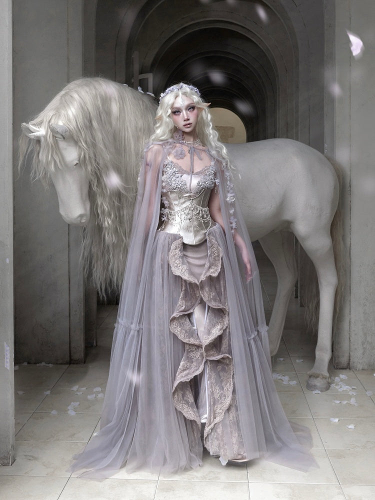 Silver Glitter Diamond Armor Fishbone Studded Waistband Corset【s0000016146】