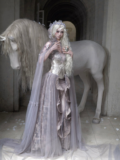 Silver Glitter Diamond Armor Fishbone Studded Waistband Corset【s0000016146】