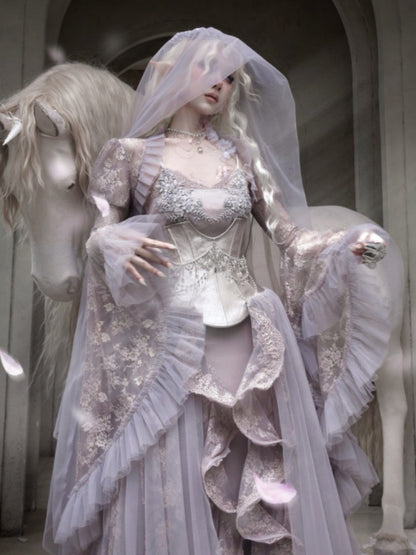 Silver Glitter Diamond Armor Fishbone Studded Waistband Corset【s0000016146】