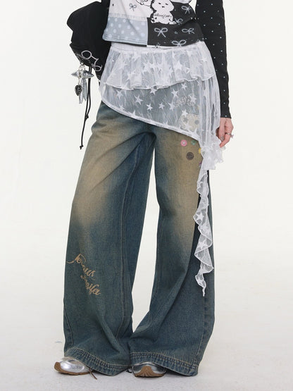 Star Lace Irregular Piece Layered Butt Curtain【s0000016150】