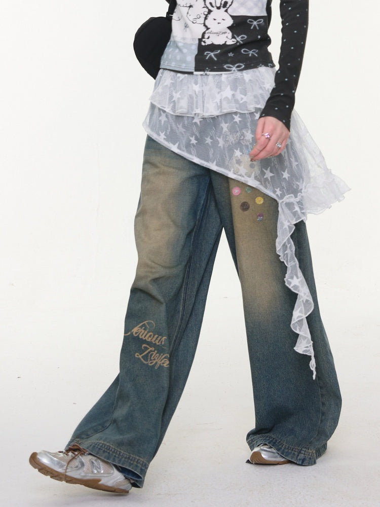 Star Lace Irregular Piece Layered Butt Curtain【s0000016150】