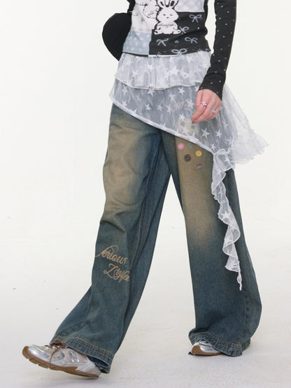 Star Lace Irregular Piece Layered Butt Curtain【s0000016150】