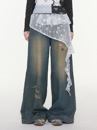 Star Lace Irregular Piece Layered Butt Curtain【s0000016150】