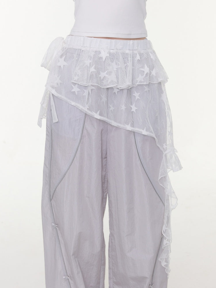 Star Lace Irregular Piece Layered Butt Curtain【s0000016150】