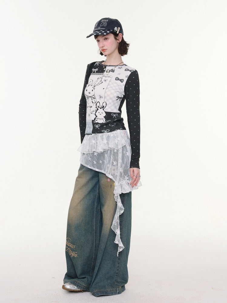 Star Lace Irregular Piece Layered Butt Curtain【s0000016150】