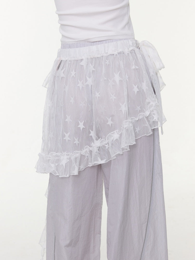 Star Lace Irregular Piece Layered Butt Curtain【s0000016150】