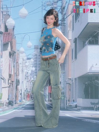 High Waist Slimming Distressed Bow Pocket Straight Bootcut Jeans【s0000016151】