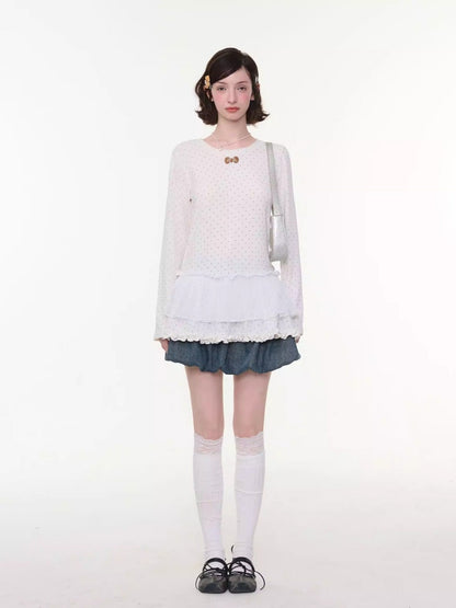 High-Waisted Slimming Bow Denim Bud Pocket Skirt【s0000016152】