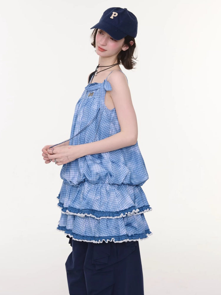 Plaid Lace Skirt Slip Cake Dress【s0000016154】