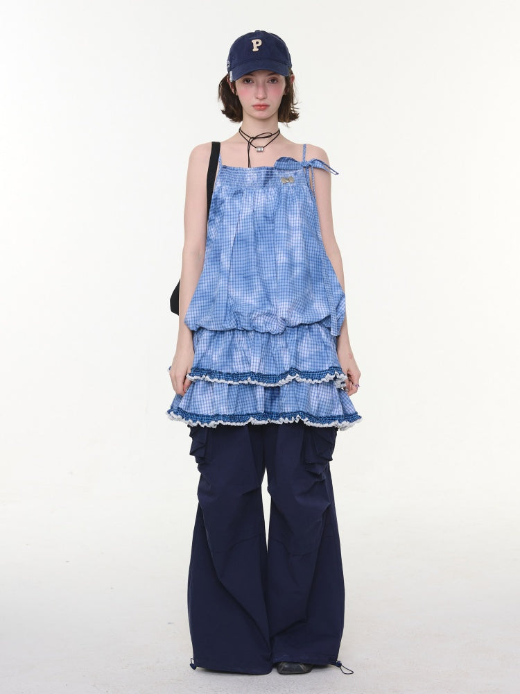 Plaid Lace Skirt Slip Cake Dress【s0000016154】