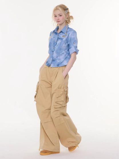 Plaid Blending Slimming Short-Sleeved Shirt【s0000016164】