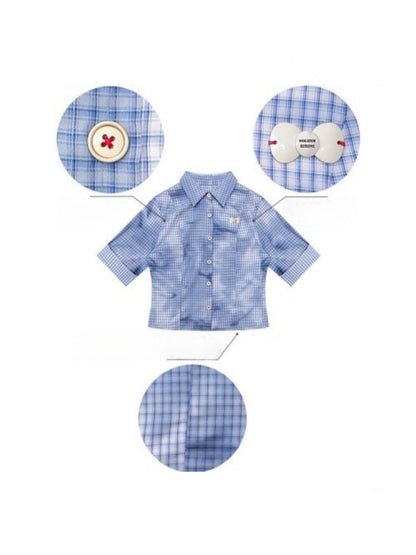 Plaid Blending Slimming Short-Sleeved Shirt【s0000016164】