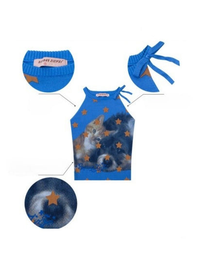 Bow Star Cat & Dog Print Slimming Knitted Vest【s0000016166】