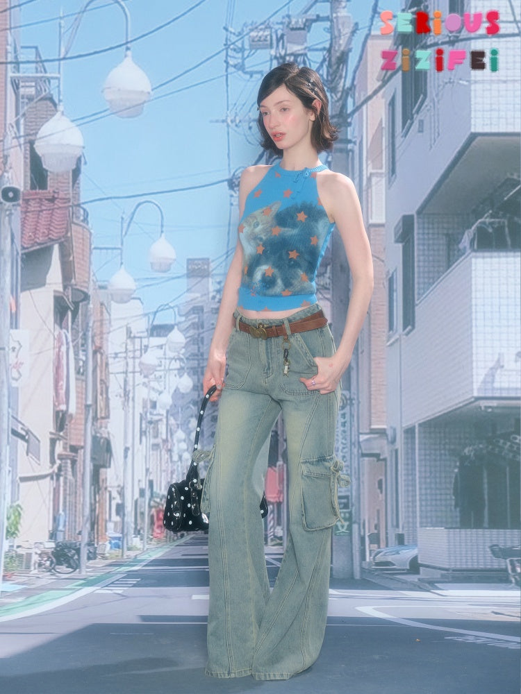 Bow Star Cat & Dog Print Slimming Knitted Vest【s0000016166】