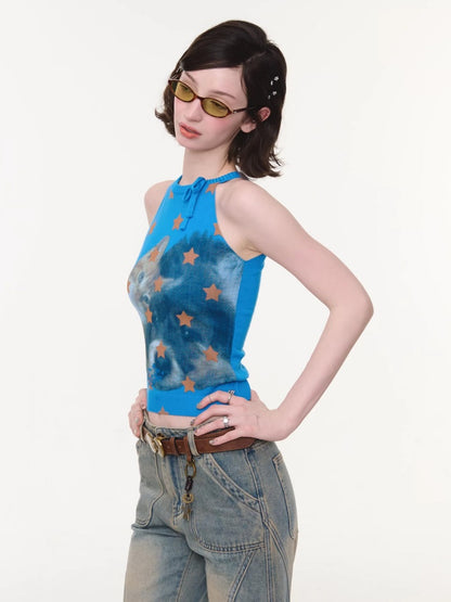 Bow Star Cat & Dog Print Slimming Knitted Vest【s0000016166】