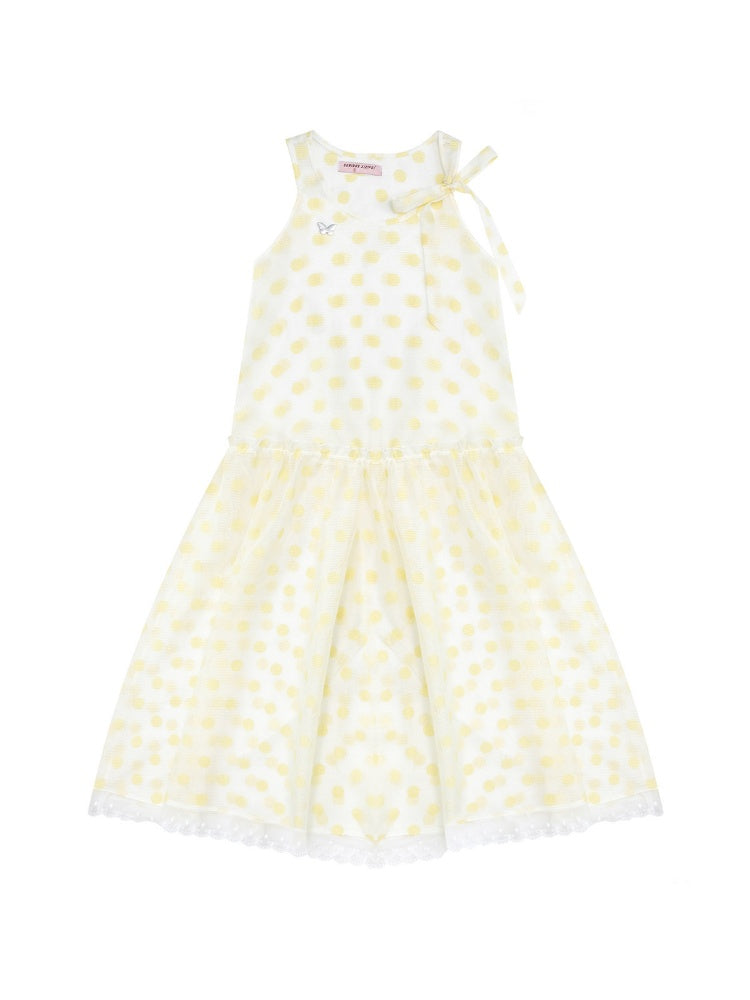 Polka Dot Mesh Semi-Transparent Layered Camisole Dress Yellow【s0000016167】