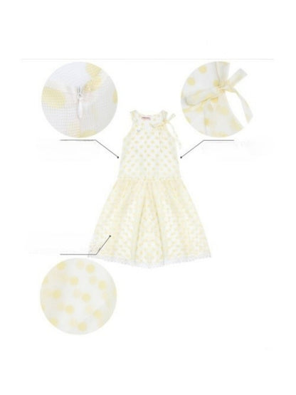 Polka Dot Mesh Semi-Transparent Layered Camisole Dress Yellow【s0000016167】