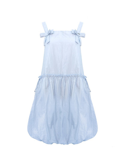 Bow Waist Pocket Camisole Dress Light Blue【s0000016168】