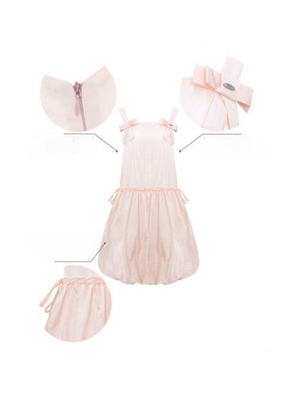 Bow Waist Pocket Camisole Dress Pink【s0000016169】