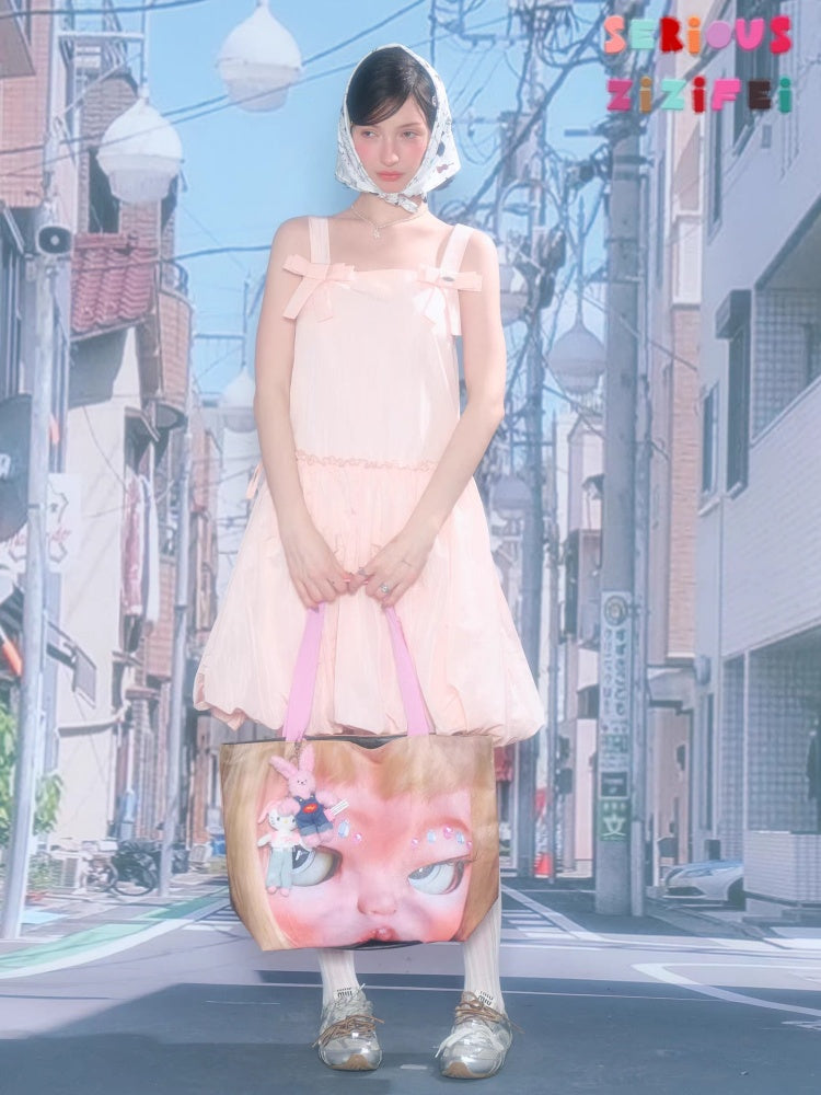 Bow Waist Pocket Camisole Dress Pink【s0000016169】