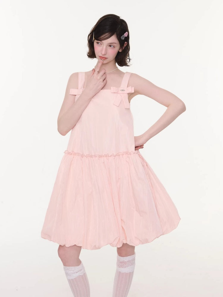 Bow Waist Pocket Camisole Dress Pink【s0000016169】