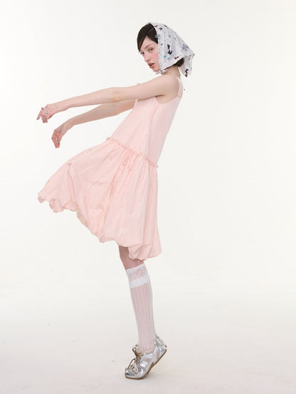 Bow Waist Pocket Camisole Dress Pink【s0000016169】
