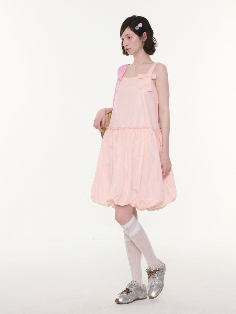 Bow Waist Pocket Camisole Dress Pink【s0000016169】