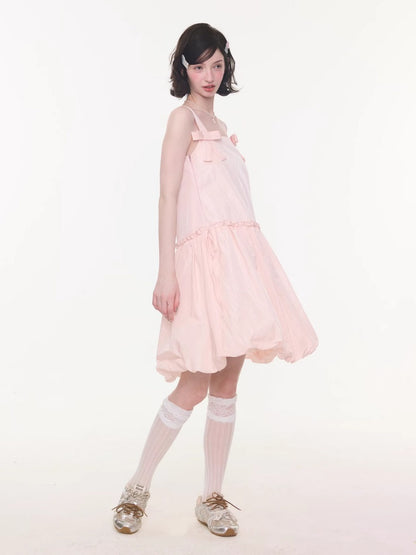 Bow Waist Pocket Camisole Dress Pink【s0000016169】