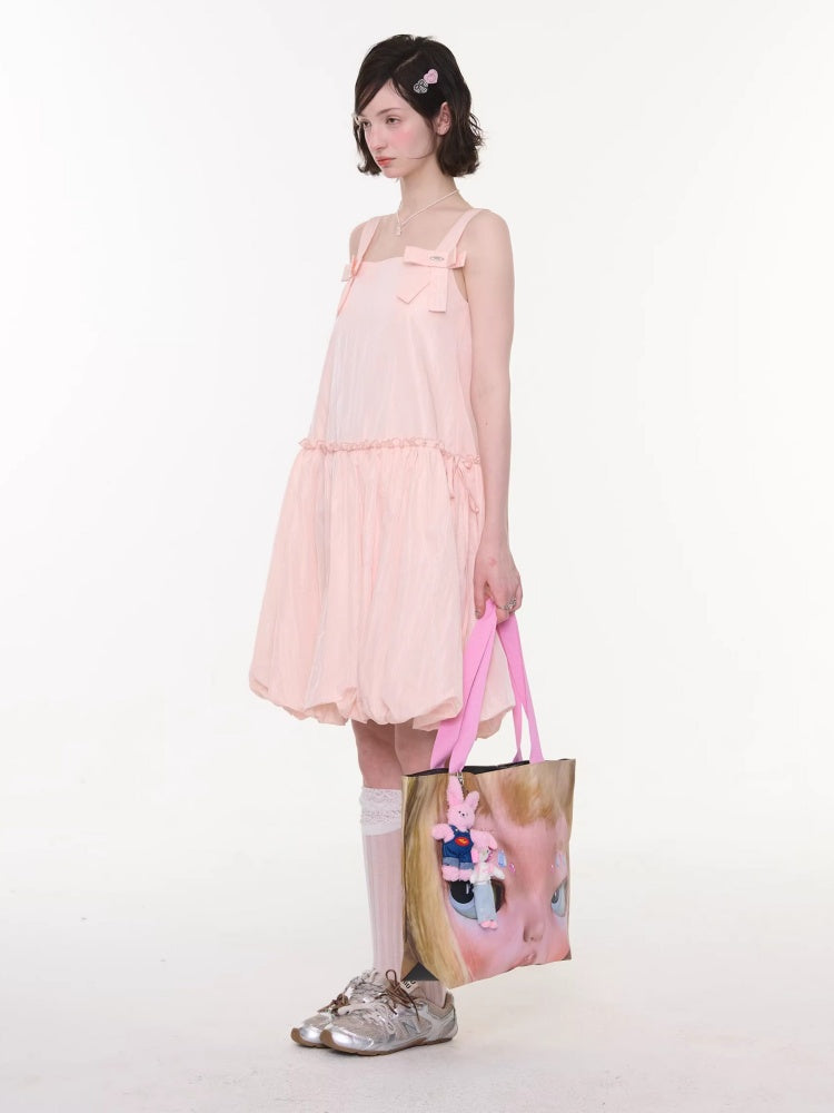 Bow Waist Pocket Camisole Dress Pink【s0000016169】