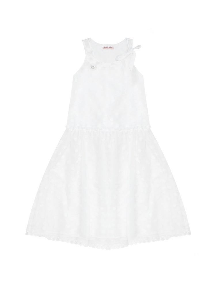 Polka Dot Mesh Semi-Transparent Layered Camisole Dress White【s0000016170】