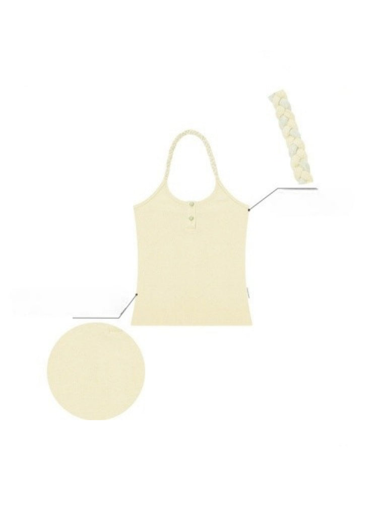 Twist Braid Halter-Neck Slim Tops【s0000016176】