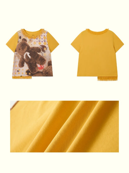 Polka Dot Bear Print Short-Sleeved T-Shirt【s0000016296】