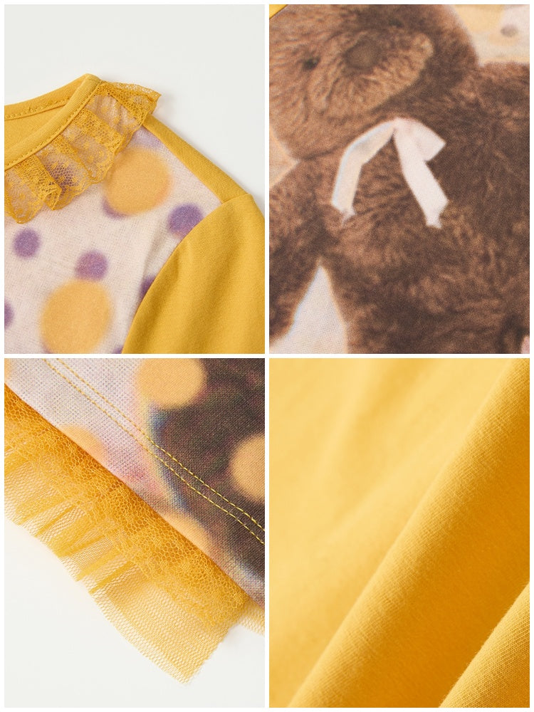 Polka Dot Bear Print Short-Sleeved T-Shirt【s0000016296】