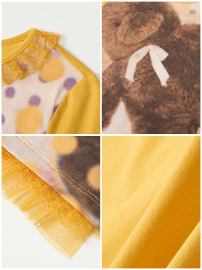 Polka Dot Bear Print Short-Sleeved T-Shirt【s0000016296】