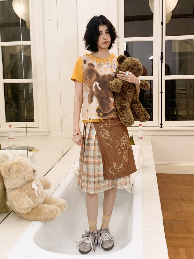 Polka Dot Bear Print Short-Sleeved T-Shirt【s0000016296】
