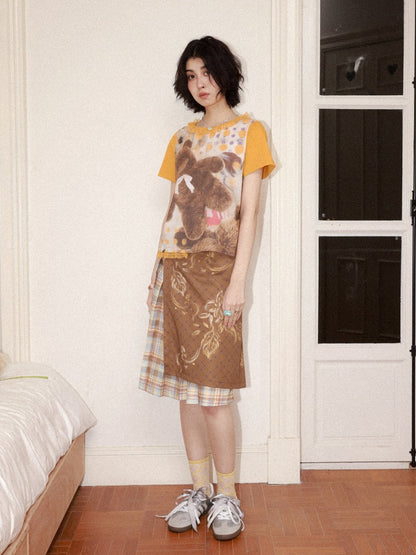 Polka Dot Bear Print Short-Sleeved T-Shirt【s0000016296】