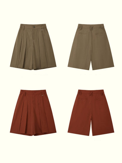 Multi-Colored Mid-Length A-Line Pleated Culottes【s0000016298】
