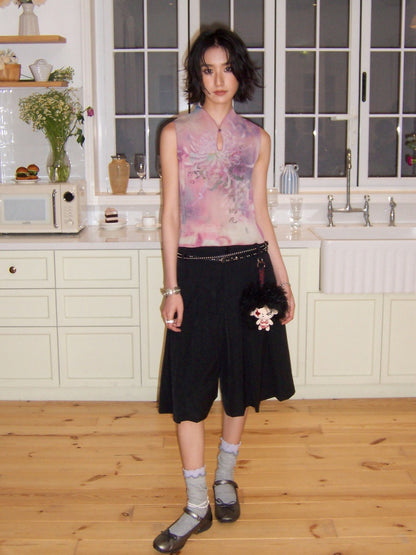 Multi-Colored Mid-Length A-Line Pleated Culottes【s0000016298】