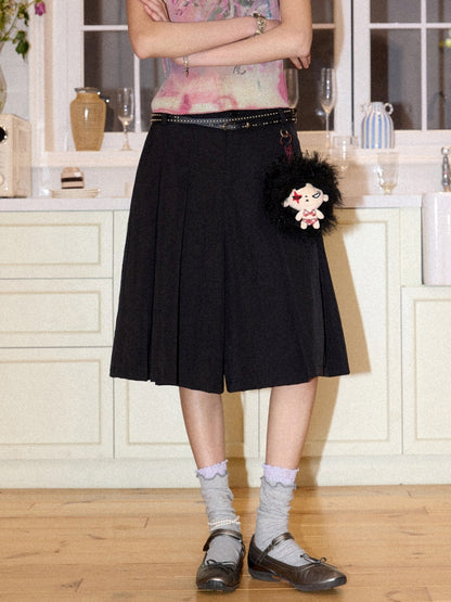 Multi-Colored Mid-Length A-Line Pleated Culottes【s0000016298】