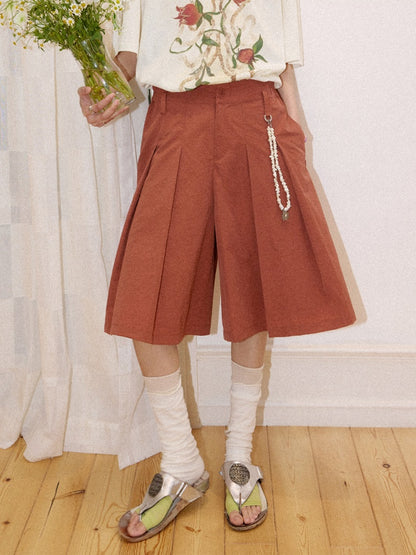 Multi-Colored Mid-Length A-Line Pleated Culottes【s0000016298】