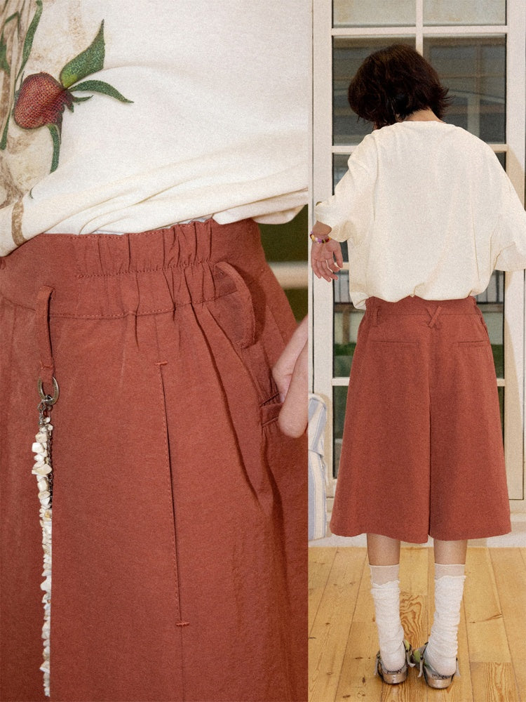 Multi-Colored Mid-Length A-Line Pleated Culottes【s0000016298】