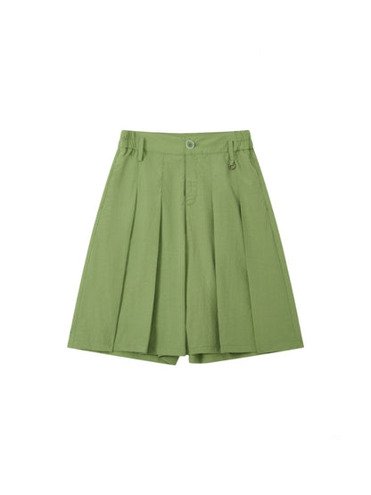 Multi-Colored Mid-Length A-Line Pleated Culottes【s0000016298】