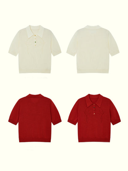 Bead Button Drilled Carved POLO Shirt【s0000016299】
