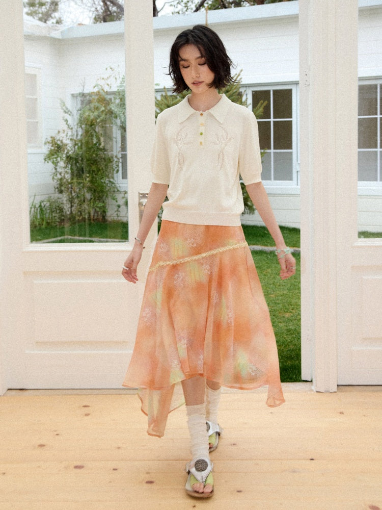 Bead Button Drilled Carved POLO Shirt【s0000016299】