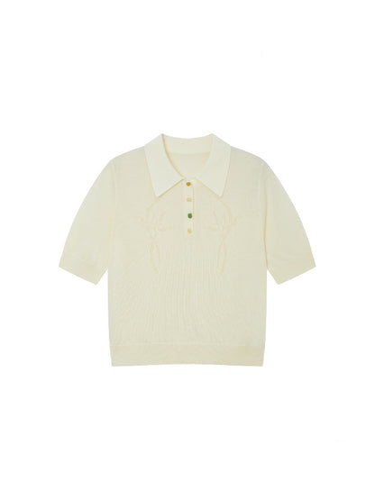 Bead Button Drilled Carved POLO Shirt【s0000016299】