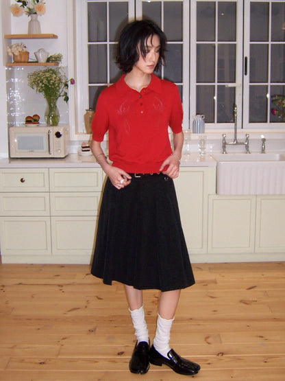 Bead Button Drilled Carved POLO Shirt【s0000016299】