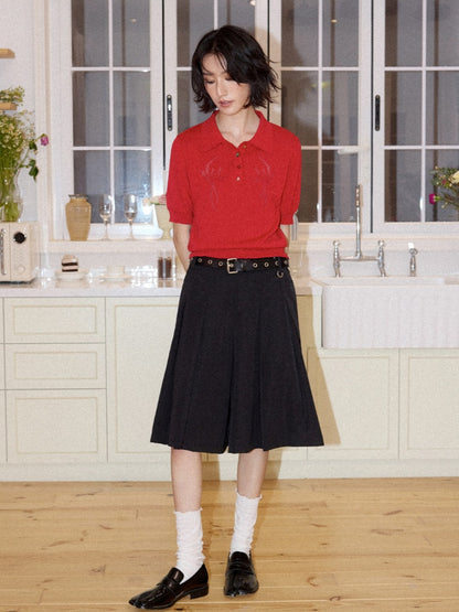 Bead Button Drilled Carved POLO Shirt【s0000016299】