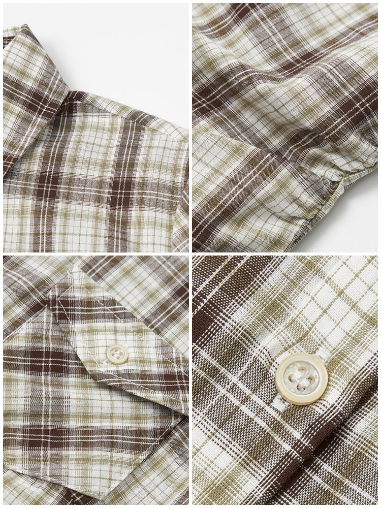 Plaid Pleated Waist Short-Sleeved Shirt【s0000016300】