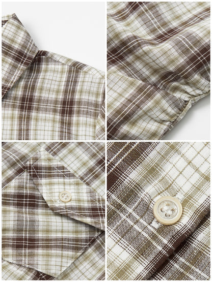 Plaid Pleated Waist Short-Sleeved Shirt【s0000016300】
